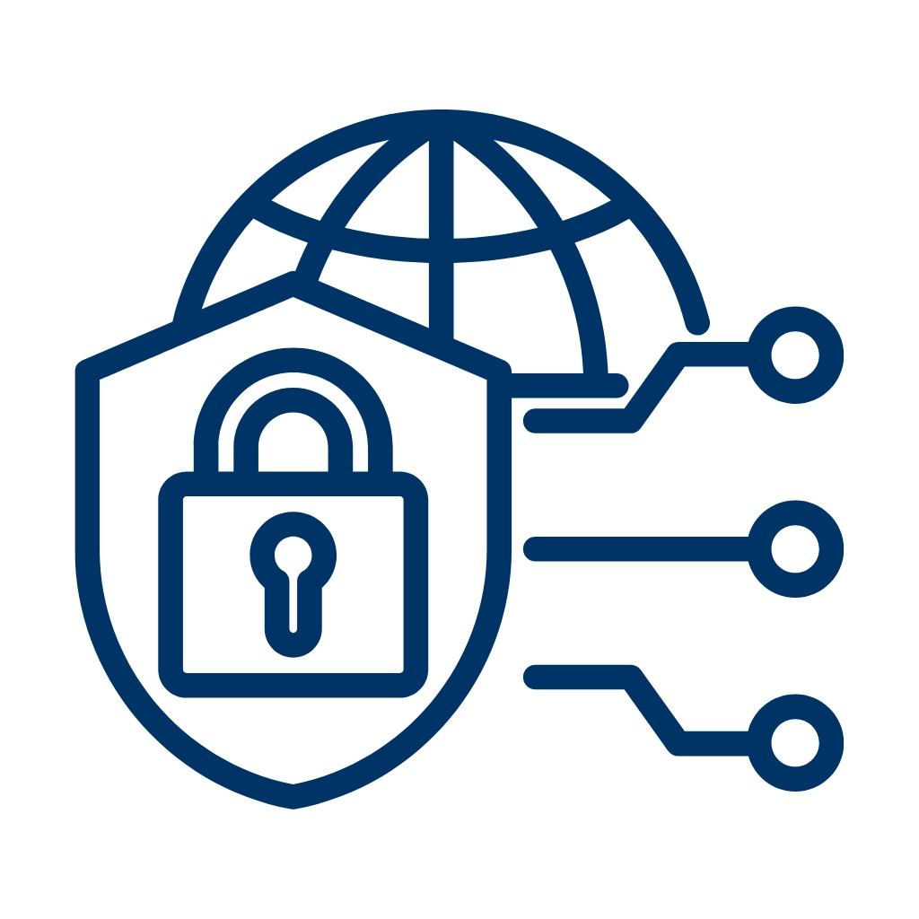 Cyber Security icon representing locker over network